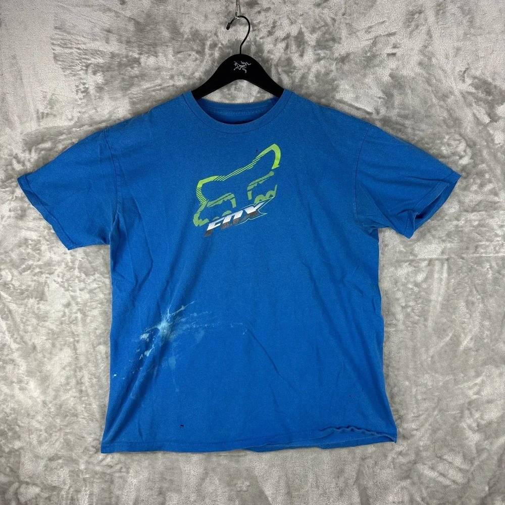 Vintage Fox Racing Logo Graphic T-Shirt Men's XL Faded Grunge Moto Y2K Outdoor